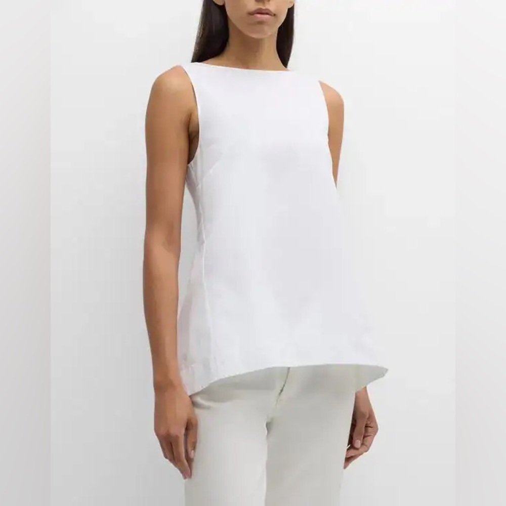Lafayette 148 white peplum style white sleeveless top size 10 stretch